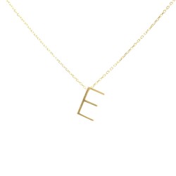 14K Gold E Letter Necklace - Nusrettaki