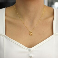 14K Gold G Letter Necklace - Nusrettaki