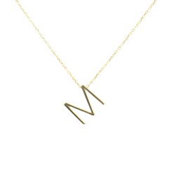 14K Gold M Letter Necklace - Nusrettaki