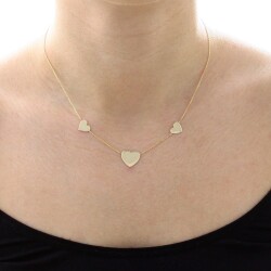 14K Gold Three Hearts Necklace - Nusrettaki