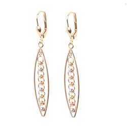 14K Gold Balls in Hollow Almond Shape Dangle Earrings - 4