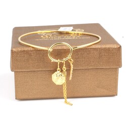 14K Gold Chain & Julius Caesar Pendant Cuff Bracelet - 5