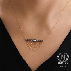 14K Gold Diamond Like Trend Necklace - Nusrettaki