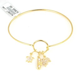 14K Gold Dolphin & Turtle Cuff Bracelet - 3