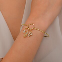 14K Gold Dolphin & Turtle Cuff Bracelet - Nusrettaki