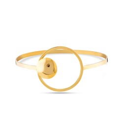 14K Gold Hoop Cuff Bracelet Plain - Nusrettaki (1)