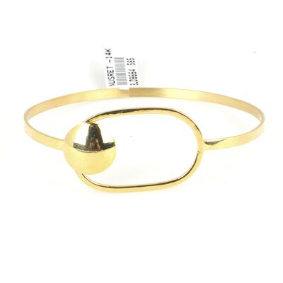 14K Gold Oval Cuff Bracelet Plain - 3