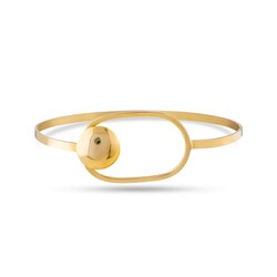 14K Gold Oval Cuff Bracelet Plain - Nusrettaki (1)