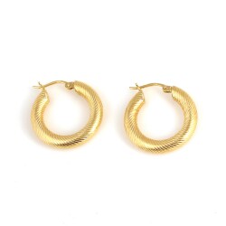 14K Gold Thick Hoop Earrings - Nusrettaki