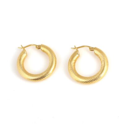 14K Gold Thick Hoop Earrings - 1