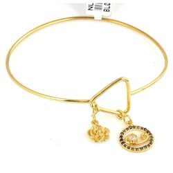 14K Gold Vav & Flower Pendant Cuff Bracelet - 4