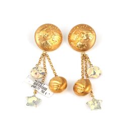 18K Gold Aquarium Style Dangle Earrings - Nusrettaki