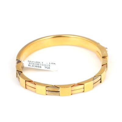 18K Gold Designer Clasp Italian Bangle - 3