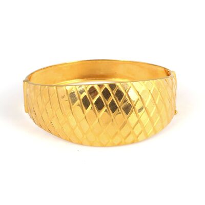 22K Gold Diamond Lines Bangle Bracelet - 2