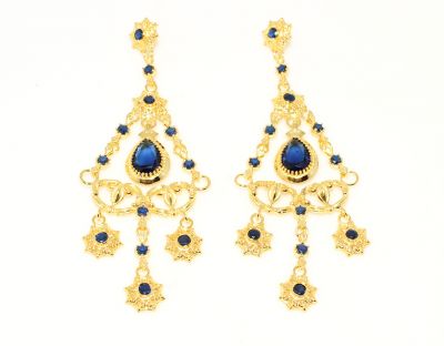 22K Gold Ancient Byzantium Design Chandelier Earrings - 3