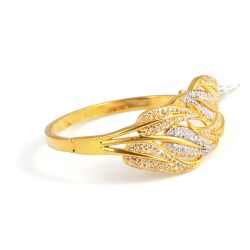 22K Gold Artistic Leaves Bangle Bracelet - 2