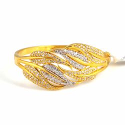 22K Gold Artistic Leaves Bangle Bracelet - 1