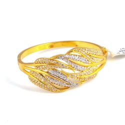 22K Gold Artistic Leaves Bangle Bracelet - 3