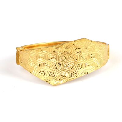 22K Gold Bangle, Asymmetrical Honeycomb Patterned Design - 4