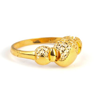 22K Gold Classic Design Hinged Bangle Bracelet - 3