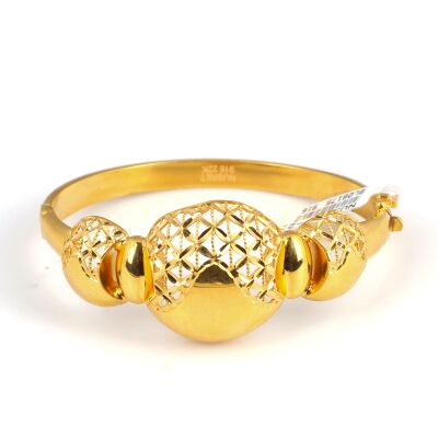 22K Gold Classic Design Hinged Bangle Bracelet - 5