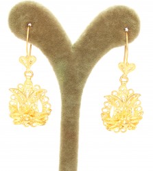 22K Gold Cobra Model Filigree Dangle Earrings - 2