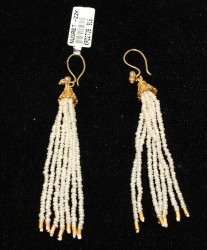 22K Gold Dangle Earrings, Sand Pearls - 1