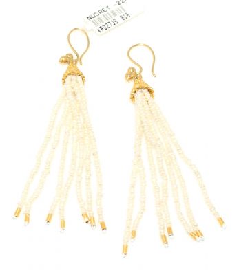 22K Gold Dangle Earrings, Sand Pearls - 2