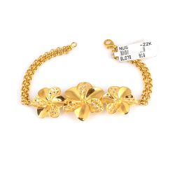 22K Gold Double Flower Bracelet - 1