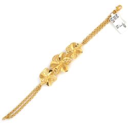 22K Gold Double Flower Bracelet - Nusrettaki (1)