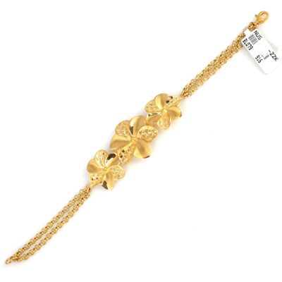 22K Gold Double Flower Bracelet - 2