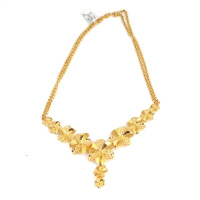 22K Gold Double Flower Necklace - 2