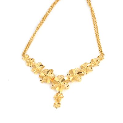 22K Gold Double Flower Necklace - 1