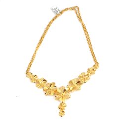 22K Gold Double Flower Necklace - 3