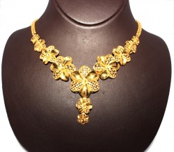 22K Gold Double Flower Necklace - 5