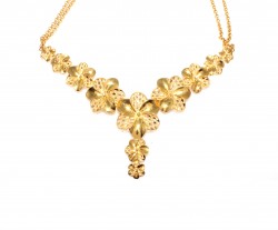 22K Gold Double Flower Necklace - 4