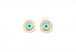 22K Gold Evil Eye Hole Stud Earrings - 2