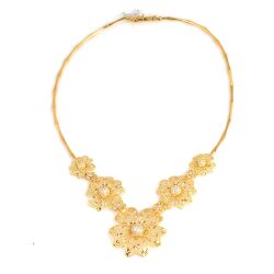 22K Gold Filigree Flower Model Necklace - 3