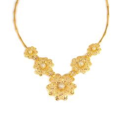 22K Gold Filigree Flower Model Necklace - 2