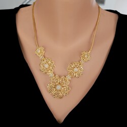 22K Gold Filigree Flower Model Necklace - 1