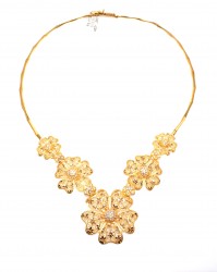 22K Gold Filigree Flower Model Necklace - 4