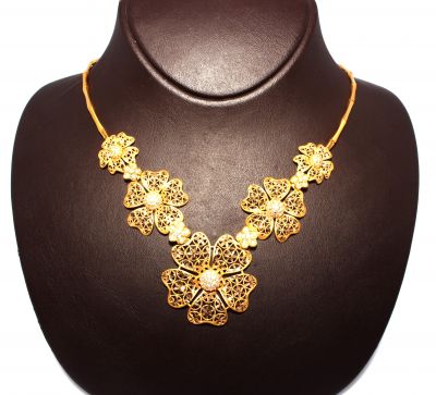 22K Gold Filigree Flower Model Necklace - 5