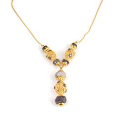 22K Gold Filigree Necklace with Sapphire - 2