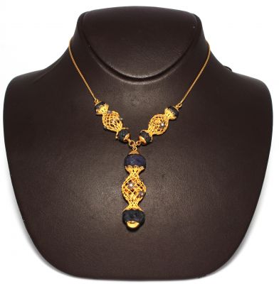 22K Gold Filigree Necklace with Sapphire - 5