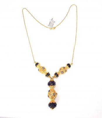 22K Gold Filigree Necklace with Sapphire - 4