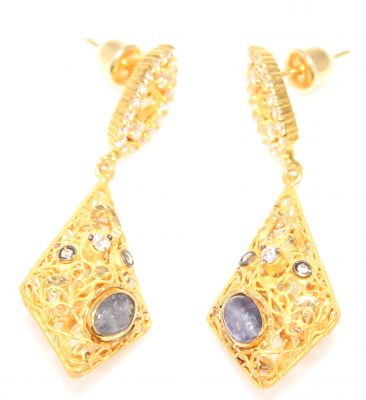 22K Gold Fusion Earrings with Sapphire - 4