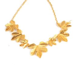 22K Gold Handcrafted Grape Leaf Necklaces - 1