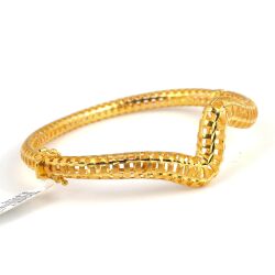 22K Gold Heart Pulses Bangle Bracelet - 3