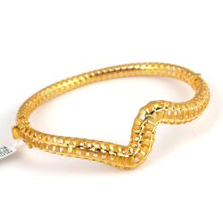 22K Gold Heart Pulses Bangle Bracelet - 1