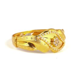 22K Gold Lips & Daisy Designer Bangle Bracelet - 4